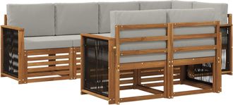 vidaXL Conjunto De Sof&aacute;s De Exterior 6 Uds. Natural Y Gris Claro Vidaxl