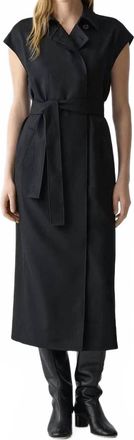 Theory Crisp Collar Double Breasted Belt Dress In Black