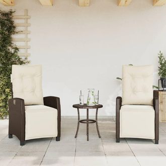 vidaXL Vidaxl - Sillones Reclinables Jard&iacute;n Y Reposapi&eacute;s 2 Uds Rat&aacute;n Pe Marr&oacute;n