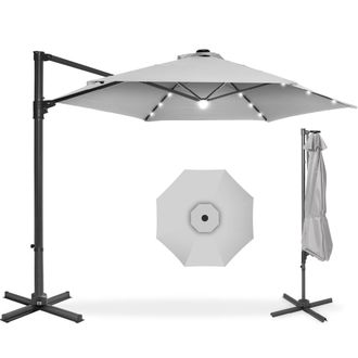 Best Choice Products 10ft 360&deg; Rotating Cantilever Easy Auto Open Patio Umbrella w/ Solar LED Lights
