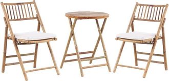 Beliani Conjunto De Balc&oacute;n 2 Plazas De Madera De Bamb&uacute; Clara Blanco 2 Sillas Savalletri