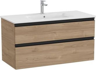 Roca Conjunto Mueble The Gap 1000x460 2 Cajones + Lavabo Centrado Nogal