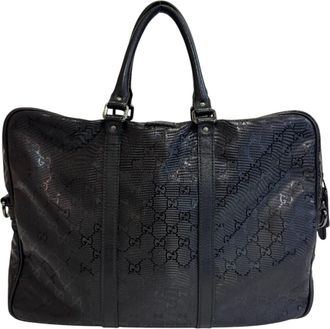 Gucci Gg Imprim&eacute; Black Pvc Briefcase (Pre-Owned)