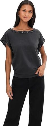 Free People We The Free Billie T-Shirts Womens Clothing Black : LG (Womens 12-14), Cotton