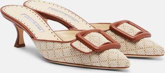 Manolo Blahnik Maysale leather-trimmed mules