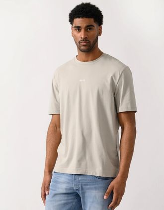 HUGO BOSS Mens BOSS Orange TChup Mens Crew Neck Small Logo T-Shirt - Open Grey 070 - Tan - Size: 42