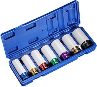 OEM Juego De 7 Vasos De Impacto De 1/2 Acero Crmo De Alta Resistencia Protecci&oacute;n De Borde Estuche Pr&aacute;ctico