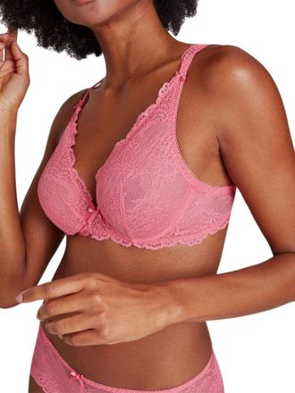 Aubade Womens Danse Des Sens Triangle Plunge Bra - Irresistible Red - Pink Polyamide - Size 32C