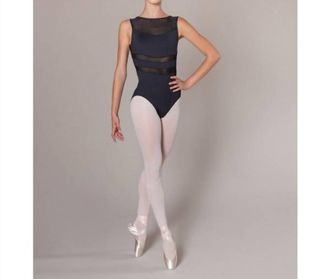 Energetiks Lexi Ladies High Neck Mesh Tank Leotard In Black