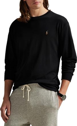 Polo Ralph Lauren Classic Fit Long Sleeve Cotton T-Shirt in Black at Nordstrom, Size Xx-Large