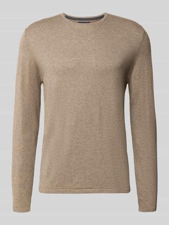Christian Berg Strickpullover aus Baumwolle mit Rundhalsausschnitt in Taupe Melange, Gr&ouml;&szlig;e 3XL