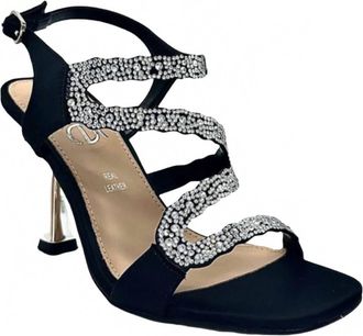 Ex&eacute; Womens Alberta Sandals In Black With Silver Stones