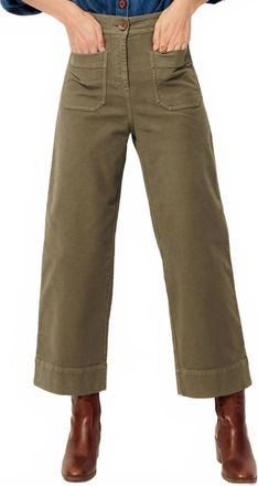 Sessun Hudpeach Semi-Wide Crop Pants In Olive