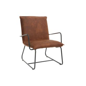 Miliboo Sill&oacute;n Polipiel Marr&oacute;n Y Estructura Metal Negra Mercy