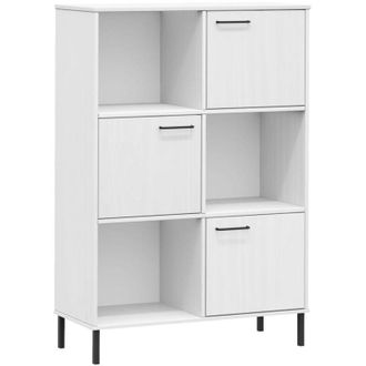 vidaXL Librer&iacute;a Patas De Metal Oslo Madera Maciza Blanco 90x35x128,5cm Vidaxl