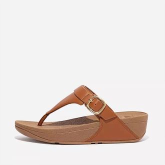 FitFlop Womens Adjustable Leather Toe Post Sandals In Light Tan