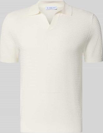 Manuel Ritz Regular Fit Poloshirt mit V-Ausschnitt in Offwhite, Gr&ouml;&szlig;e XXL