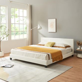 Weber Industries [corium] - Coruim] Cama De Matrimonio Albacete De Cuero Sint&eacute;tico - (180x200cm) - Blanco