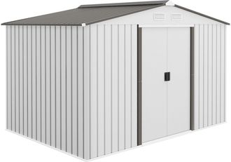 OEM Caseta De Jard&iacute;n 277x195x192 Cm Cobertizo De Exterior Met&aacute;lico Para Almacenamiento De Herramientas Plata Y Gris