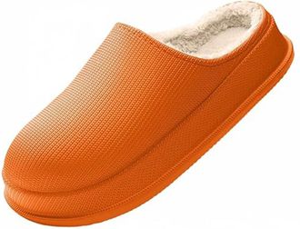 Generic Cloud Slippers for Women Men,Warm House Indoor Outdoor,Thick-Sole Fuzzy Slip-On House Shoes (orange color, M, Adult, Women, 10.5, Numeric Range, UK Fo