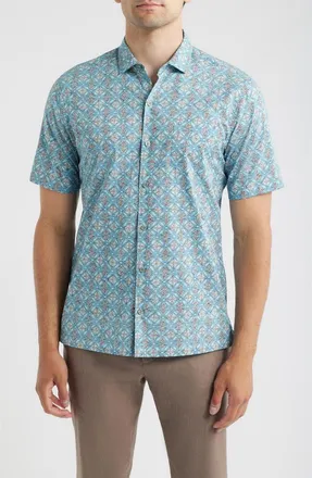 Tori Richard Sanganeri Cotton Shirt in Neptune at Nordstrom, Size Xx-Large
