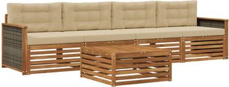 vidaXL Conjunto De Sof&aacute;s De Exterior 5 Uds. Natural Y Beige Vidaxl