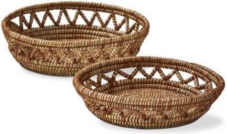 Tag Open Weave Decorative Tray Baskets Set of 2 Brown Multi at Nordstrom