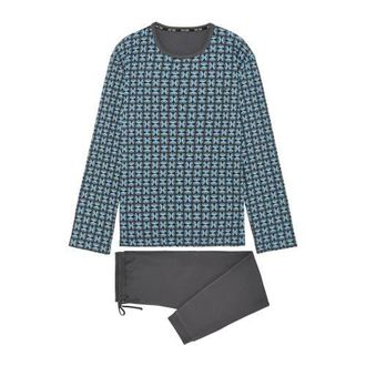 HOM Aloys Long Pajama Set in Dark Grey Print at Nordstrom, Size Xx-Large