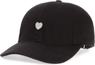 Carhartt Work in Progress Heart Adjustable Cotton Twill Baseball Cap in Black /Black at Nordstrom