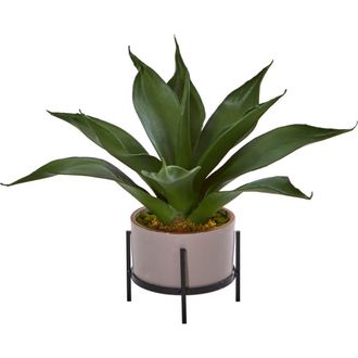 Nearly Natural 14-in Agave Succulent in Decorative Planter in Green at Nordstrom