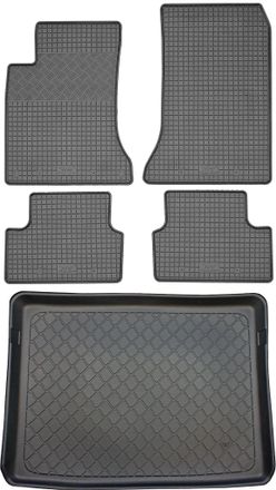 OEM Mercedes Clase B W246 Furgoneta (5 Puertas) De 10.2011 A 12.2018 Set - Alfombrillas De Goma Para Coche + Alfombrilla Para Maletero