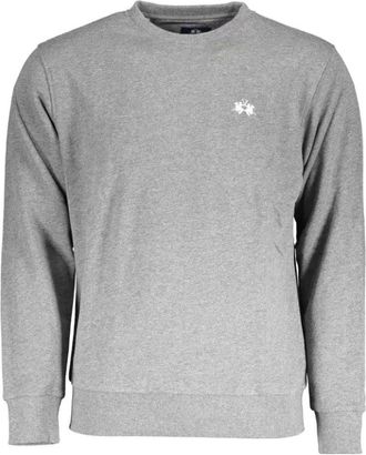 La Martina Grijs Katoenen Sweatshirt met Borduurwerk - Heren - Sweatshirts - Grijs - 2XL - Katoen - Hoodies & sweatvesten