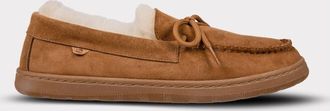 Lamofootwear Mens Doubleface Sheepskin Moccasin In Chestnut