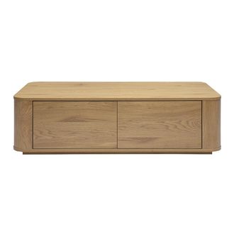 Miliboo Mesa De Centro Rectangular Con Almacenamiento 2 Cajones Acabado Madera Clara Roble L120 Cm Negan