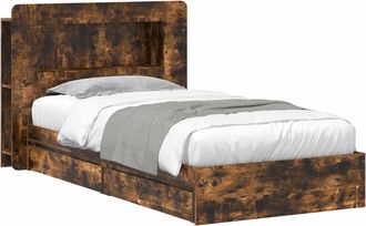 vidaXL Estructura De Cama Con Almacenamiento Roble Ahumado 90 X 190 Cm Vidaxl