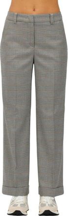 Via Masini 80 Geruite broek met omslag - Dames - Straight fit broeken - Grijs - S - Broeken