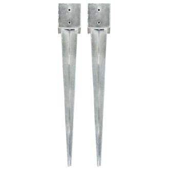 vidaXL Milas De Entierro De 2 Pcs 12x12x89 Cm De Acero Galvanizado De Plata - 195615