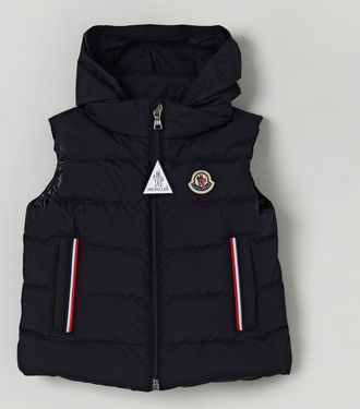 Moncler Gilet imbottito in nylon con cappuccio e logo Moncler