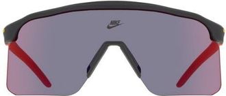 Nike Expedition 61mm Shield Sunglasses in Matte Dark Smoke Grey /Red at Nordstrom