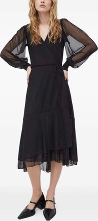 Bruuns Bazaar Abito midi con maniche semi trasparenti - Nero