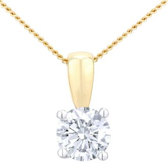 Jewelco London 18ct Gold Round 3/4ct Diamond Solitaire Pendant Necklace 18 inch - PP0AXL4194Y18JPK