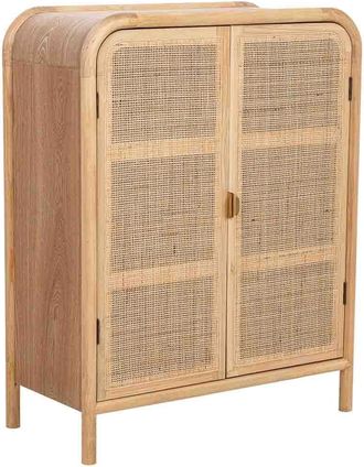 Wanderlust Deco Armario De Madera Y Rat&aacute;n Marr&oacute;n 80x37x101h Cm