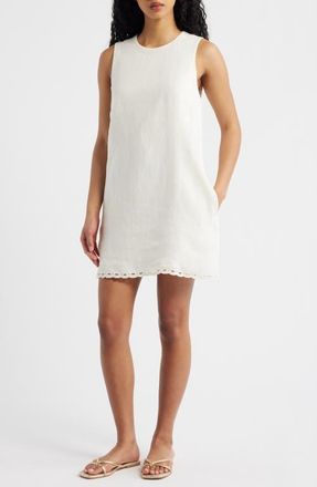 Madewell Embroidered Linen Mini Shift Dress in Ivory Linen at Nordstrom, Size Xx-Small