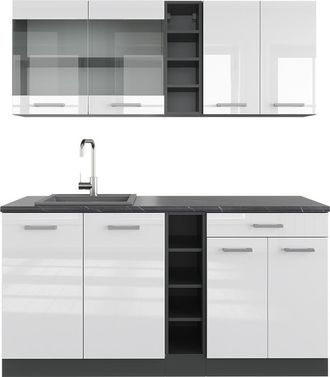 Vicco Cocina Vers&aacute;til R-line, Blanco Brillo/antracita, 160 Cm, Et Antracita