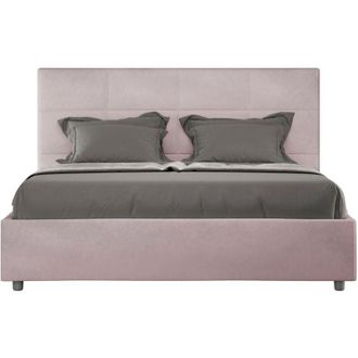 ITYhome Letto matrimoniale e rete 160x200 in microfibra glicine Mika