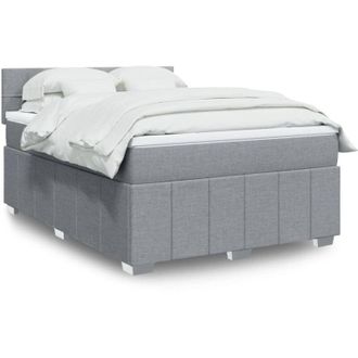 vidaXL Vidaxl - Cama Box Spring Con Colch&oacute;n Tela Gris Claro 160x200 Cm
