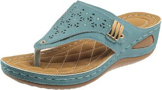 Generic Womens Sandals Dressy Wedge Low Heel Womens Flip Flops with Comfort Arch Support Fashion Summer Beach Travel Orthotic Walking Thong Sandals Slip on Pl