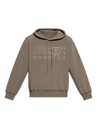 Maison Margiela numbers-embroidered fleece hoodie - Brown