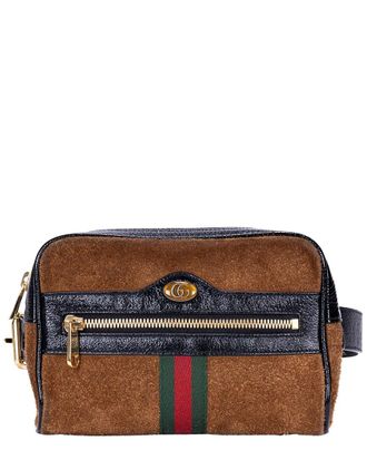 Gucci Brown Suede Leather Web Ophidia Belt Bag (Authentic Pre-Loved)