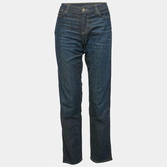 Emporio Armani Blue Washed Denim Side Band Detail Jeans Waist 28